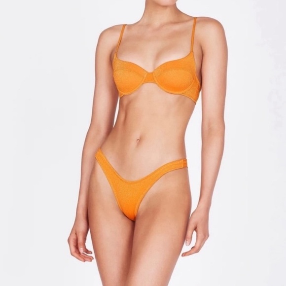 Triangl saria Orange sparkle Large Top / Medium Bottom Bikini Swimsuit Set - Picture 1 of 10
